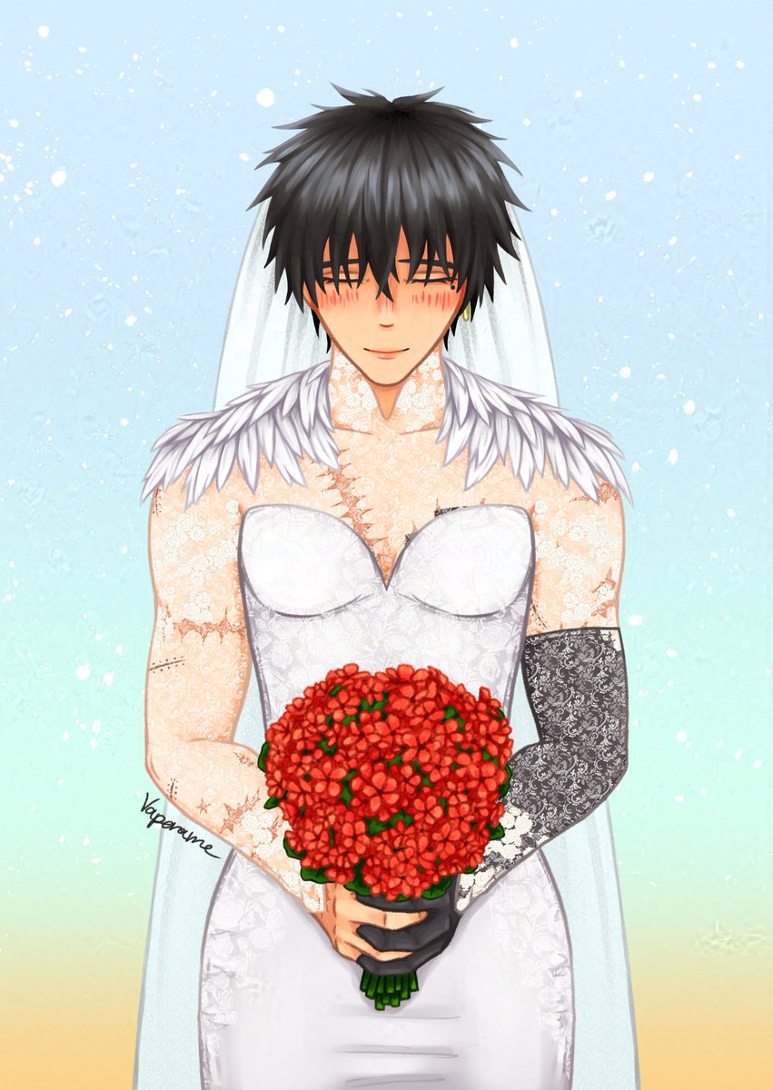 my art of bride vash for <a href="/helichrysumzine/">Everlasting: A Trigun Wedding Zine 🌼</a>! #trigun