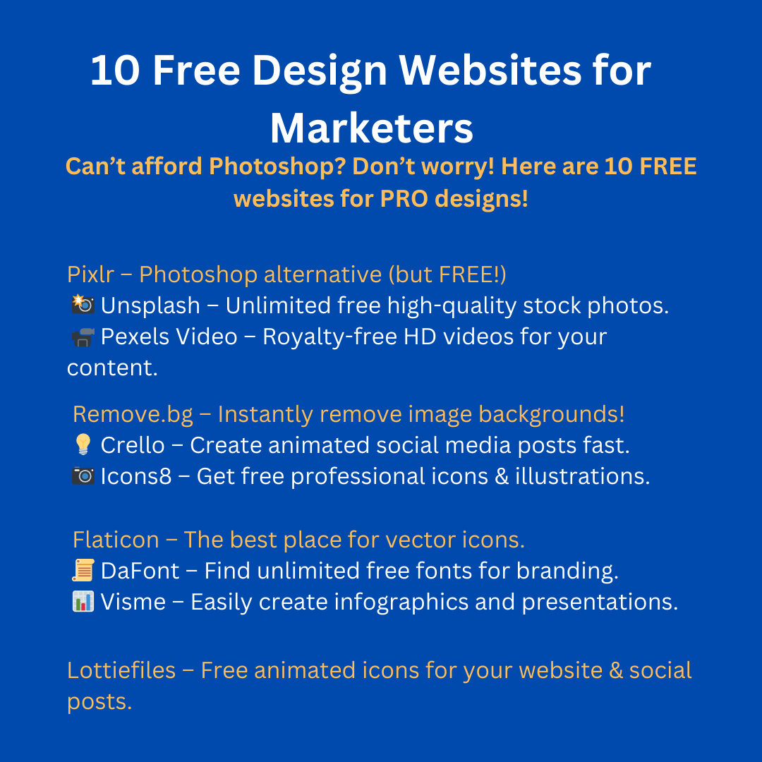 BrandplusMedia's tweet image. 10 Free Design Websites for Marketers
Which tool do you love most? Comment ‘DESIGN’ & I’ll send my personal favorite!
#FreeDesignTools #ContentCreation #MarketingMadeEasy #DesignForMarketers #SocialMediaGrowth