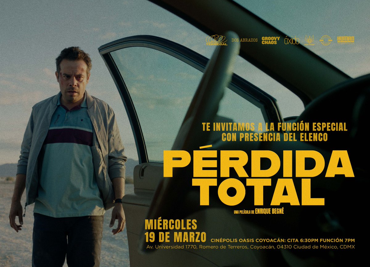 ⭐️⭐️Boletos para premiere⭐️⭐️
¿Quieres asistir a la premiere de Pérdida Total, con Leonardo Ortizgris?
Solo debes de los primeros 5 en dar RT a esta publicación y mencionar una película de Leo. 

La función es este miércoles 19 de marzo, a las 18:30h, en Oasis Coyoacán