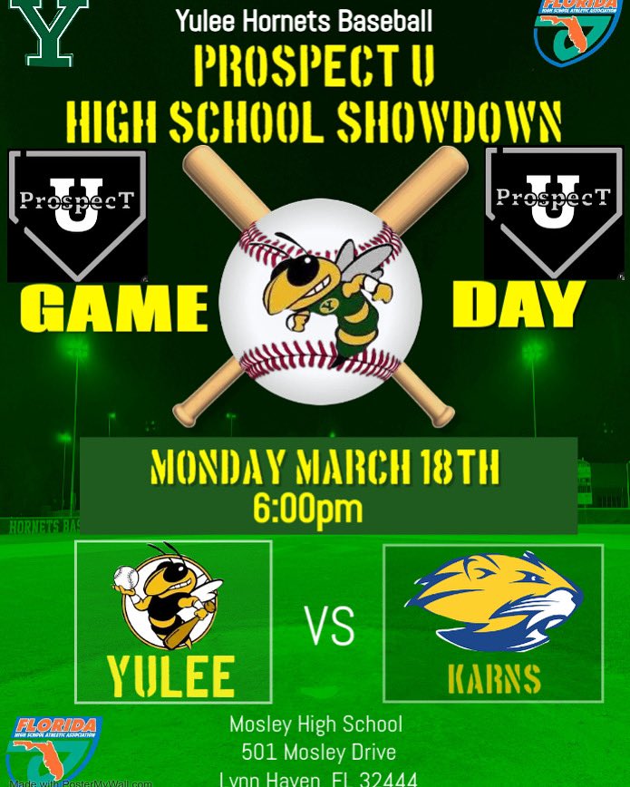 🏝️🐝⚾️Game Day!!!!🏝️⚾️🐝 Hornets take on Karns, Tennessee for the final game of the Prospect U High School Showdown in Panama City Beach! #YuleeBaseball #HornetsBaseball25 #StingEm