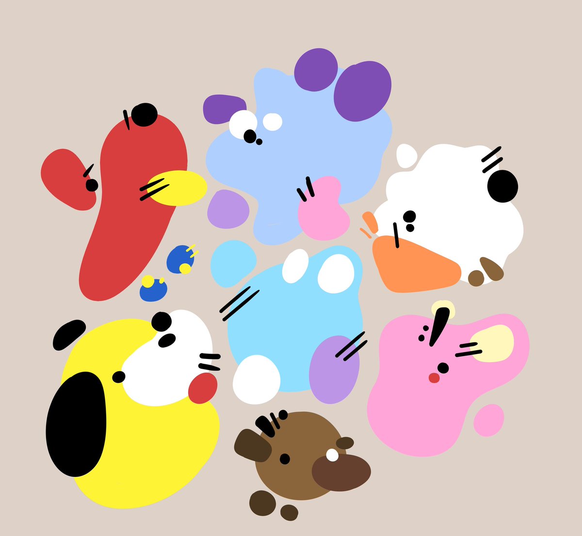 I felt drawing a really weird abstract bt21 pattern for no reason, so I did lol