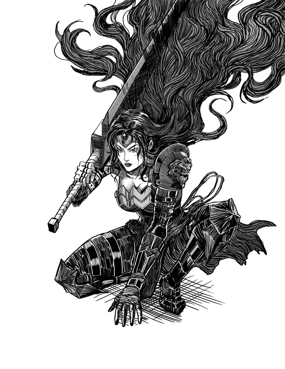 My Drawing of Absolute Wonder Woman in Kentaro Miura's Style