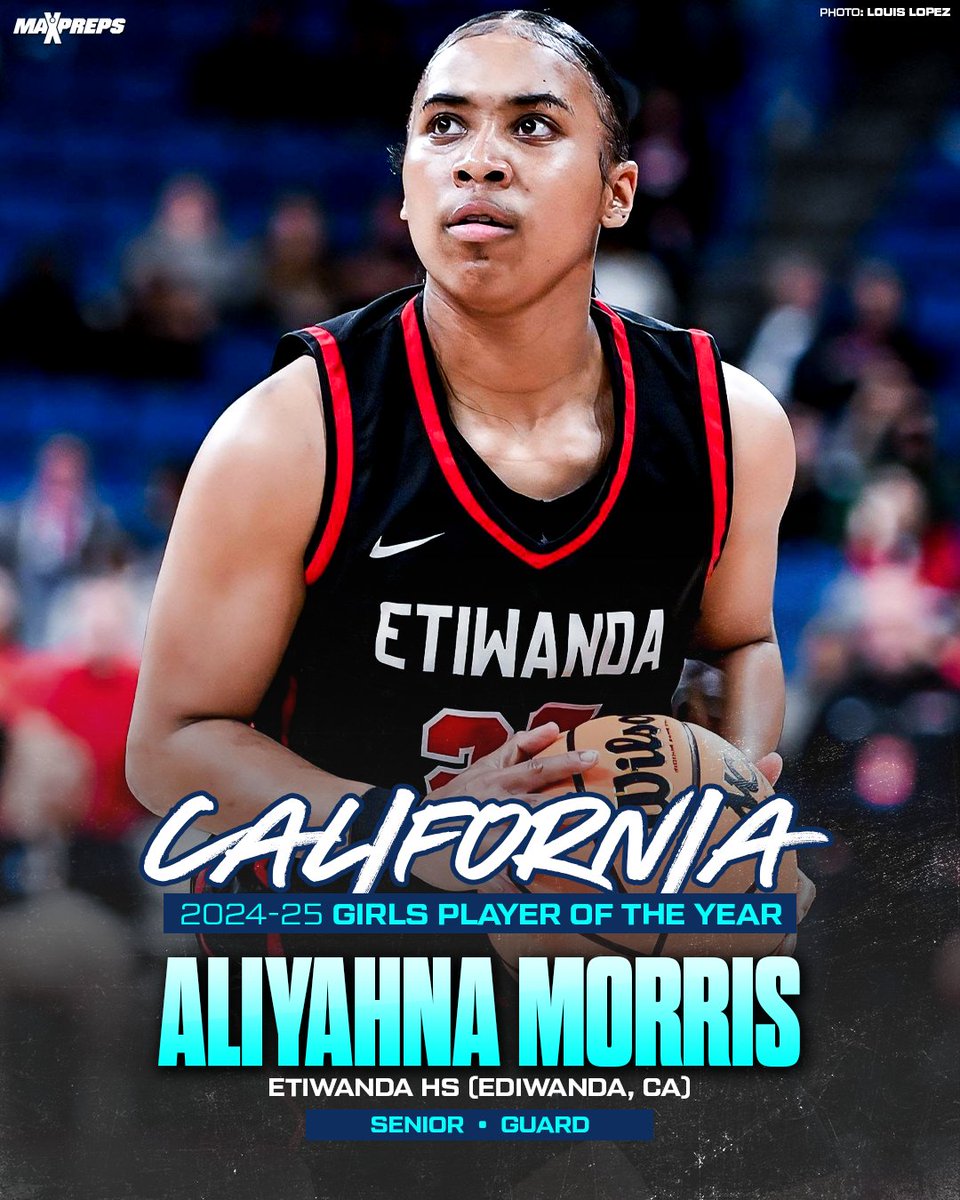 Aliyahna Morris named 2024-25 California MaxPreps High School Girls Basketball Player of the Year. 🔥🏀

Full story ⬇️
maxpreps.com/news/_6K4wufrX…
