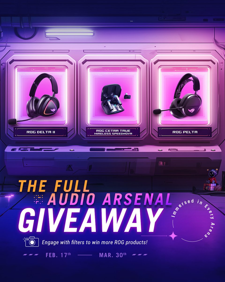 ASUS_ROGNA's tweet photo. 🎧👑The #ROG headset lineup is up for grabs!
Enter #TheFullAudioArsenal global giveaway for your chance to WIN!
Newbie or pro, this is your shot to upgrade your game 🎶 https://t.co/akcke28P11