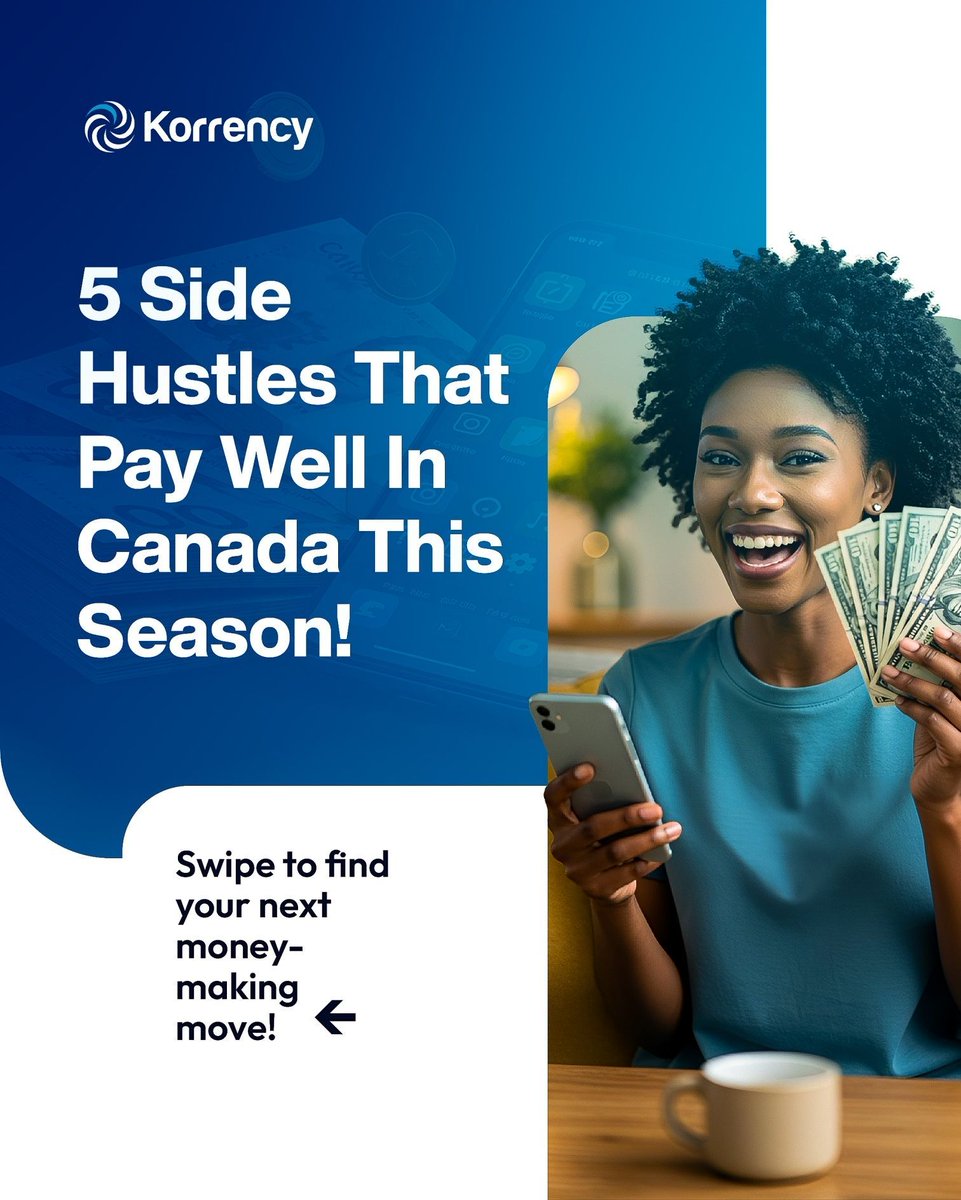 SendKorrency's tweet image. Looking for extra cash this season?
Here are 5 side hustles in Canada that pay well and fit into your schedule!

Which hustle will you try first? Let us know in the comments!

#SideHustles #MakeMoneyOnline
#CanadaJobs #Extralncome #HustleSmart