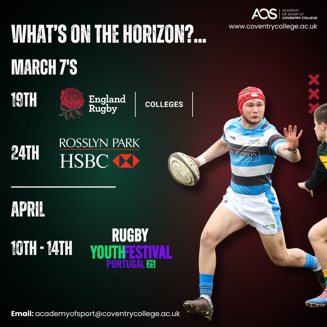 Leicester Tigers ACE Programme at Cov College (@covcollegerugby) on Twitter photo What’s Next <a href="/coventrycollege/">Coventry College</a> for the Rugby Education Programme squad…
- England Colleges 7s
- @rpns7s
- <a href="/RugbyYouthFest/">RugbyYouthFestival</a>
#covcollege #playerpathway #thejourney What’s Next <a href="/coventrycollege/">Coventry College</a> for the Rugby Education Programme squad…
- England Colleges 7s
- @rpns7s
- <a href="/RugbyYouthFest/">RugbyYouthFestival</a>
#covcollege #playerpathway #thejourney
