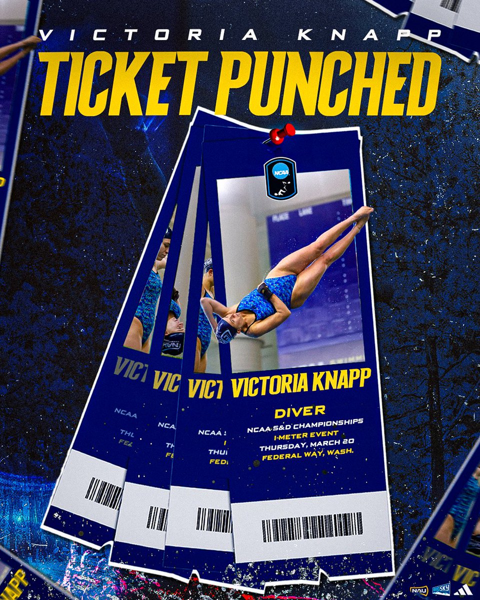 NAUSwimDive's tweet photo. Going to the ‘ship 🪓✨

Victoria Knapp will compete in the 1-meter event at the 2025 NCAA Swimming &amp; Diving Championship 🏆

#RaiseTheFlag | #WACsd https://t.co/afxJ7YiOtq