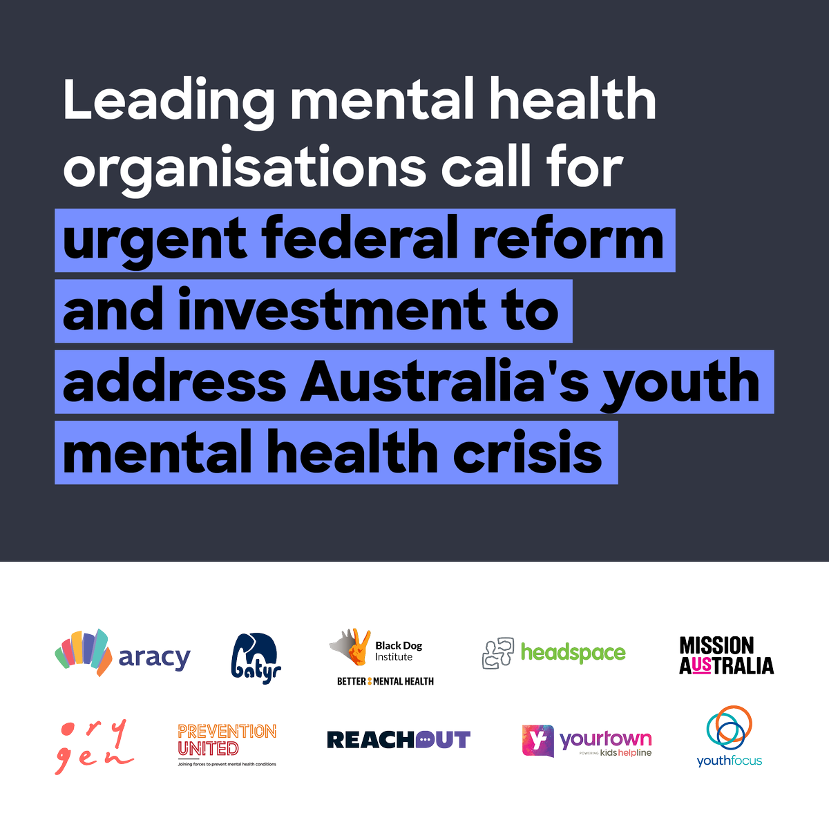 orygen_aus's tweet photo. Today, Orygen has joined leading youth mental health organisations to call for immediate federal action on youth mental health that will ensure all young Australians can access the support they deserve.
 
Read our six-point action plan: https://t.co/Vt5WdtxocO https://t.co/i5vde0uF1a