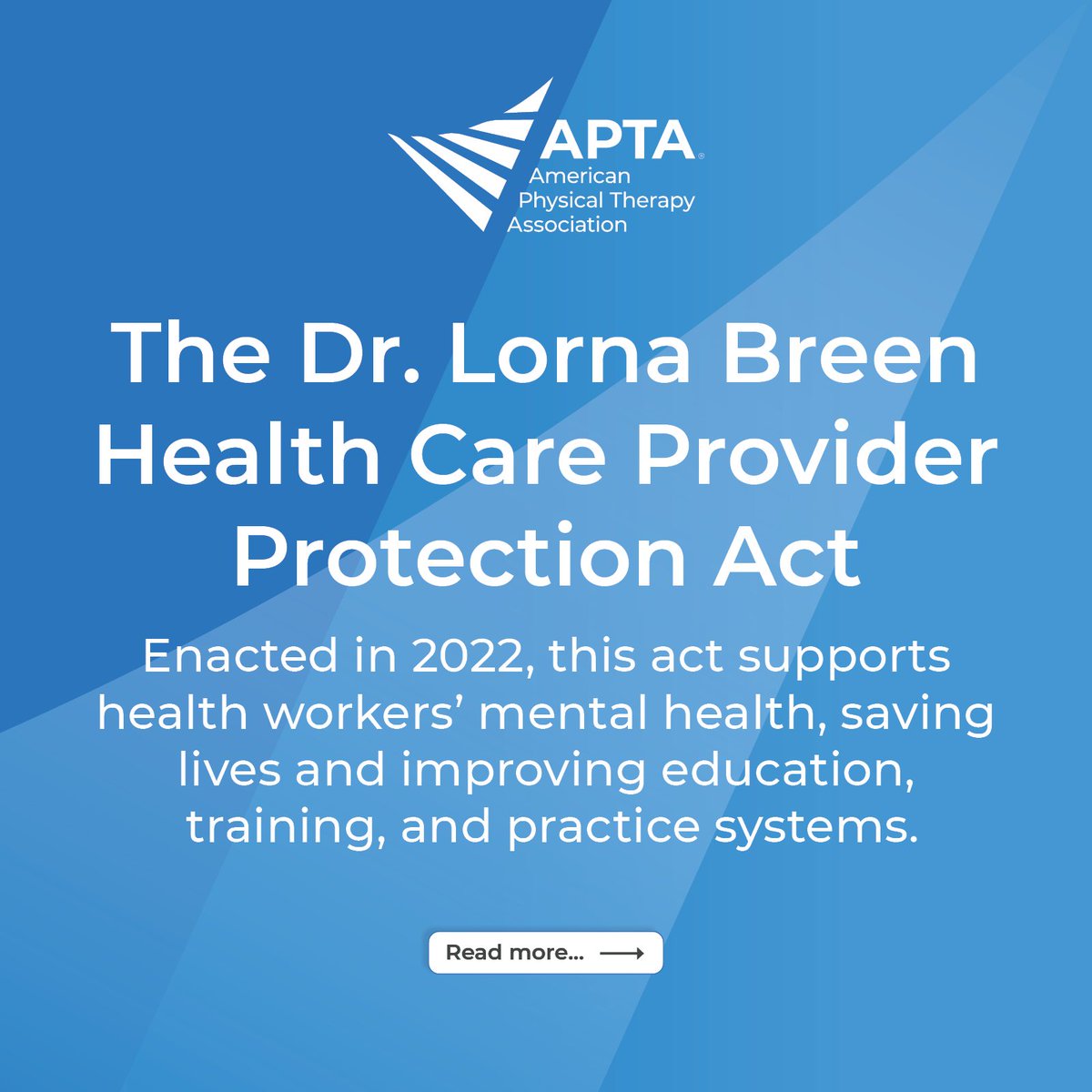 APTA_official's tweet photo. APTA, along with a coalition of organizations dedicated to health care provider wellness, is urging Congress to fund the Dr. Lorna Breen Health Care Protection Act. #PTadvocacy

Read the full letter to Congress: https://t.co/Jh7EpU21p8 https://t.co/Y1TxIkGIjV