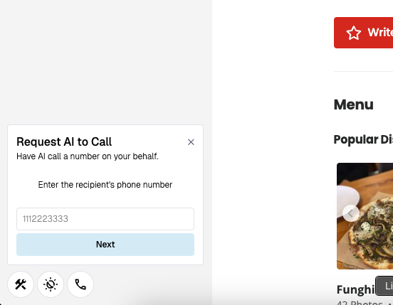 New feature: calls! Have an AI make phone calls on your behalf, directly from your browser. You can use calls for everything from scheduling appointments and reservations to calling your friends when you are in ~flow state~