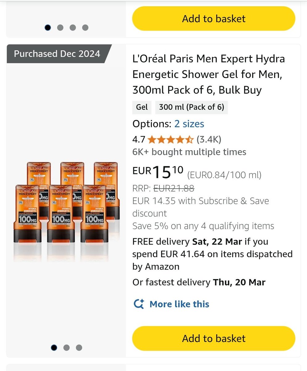JSheridan81's tweet photo. @HenryTeesdale @adrianweckler Same here. Bought 6 shower gels off UK site for €19 including postage and packaging. Yet Irish site is selling 2 for €17 with free delivery! I'll stick to UK site until pricing improves on Irish site! https://t.co/ptE6CHTMSI