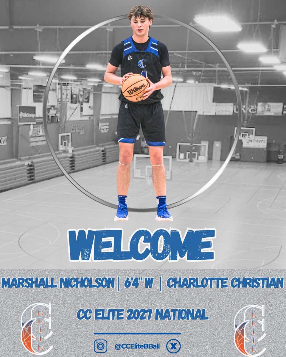 Carolina Courts Elite (@ccelitebball) on Twitter photo Marshall Nicholson - 6’4” W - CC Elite 2027 🫡
Varsity Starter @ Charlotte Christian, Leading Scorer & Rebounder, Dynamic Threat ‼️
WELCOME <a href="/MarshallNich27/">Marshall Nicholson</a> 🤝
#BeCCElite Marshall Nicholson - 6’4” W - CC Elite 2027 🫡
Varsity Starter @ Charlotte Christian, Leading Scorer & Rebounder, Dynamic Threat ‼️
WELCOME <a href="/MarshallNich27/">Marshall Nicholson</a> 🤝
#BeCCElite