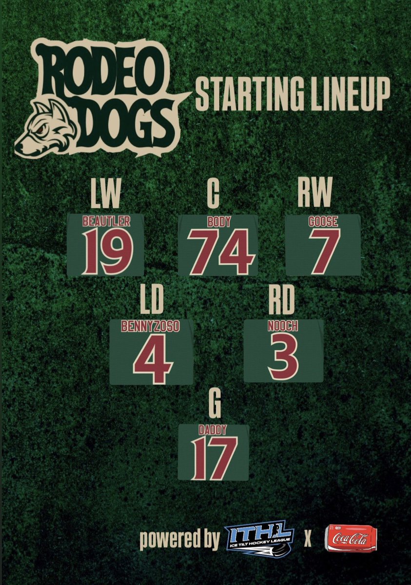 Join us tonight for 2 games of ITHL Sweat Division inter-conference play! Puck drops at 9 pm est!

#RodeoDogs #ITHL