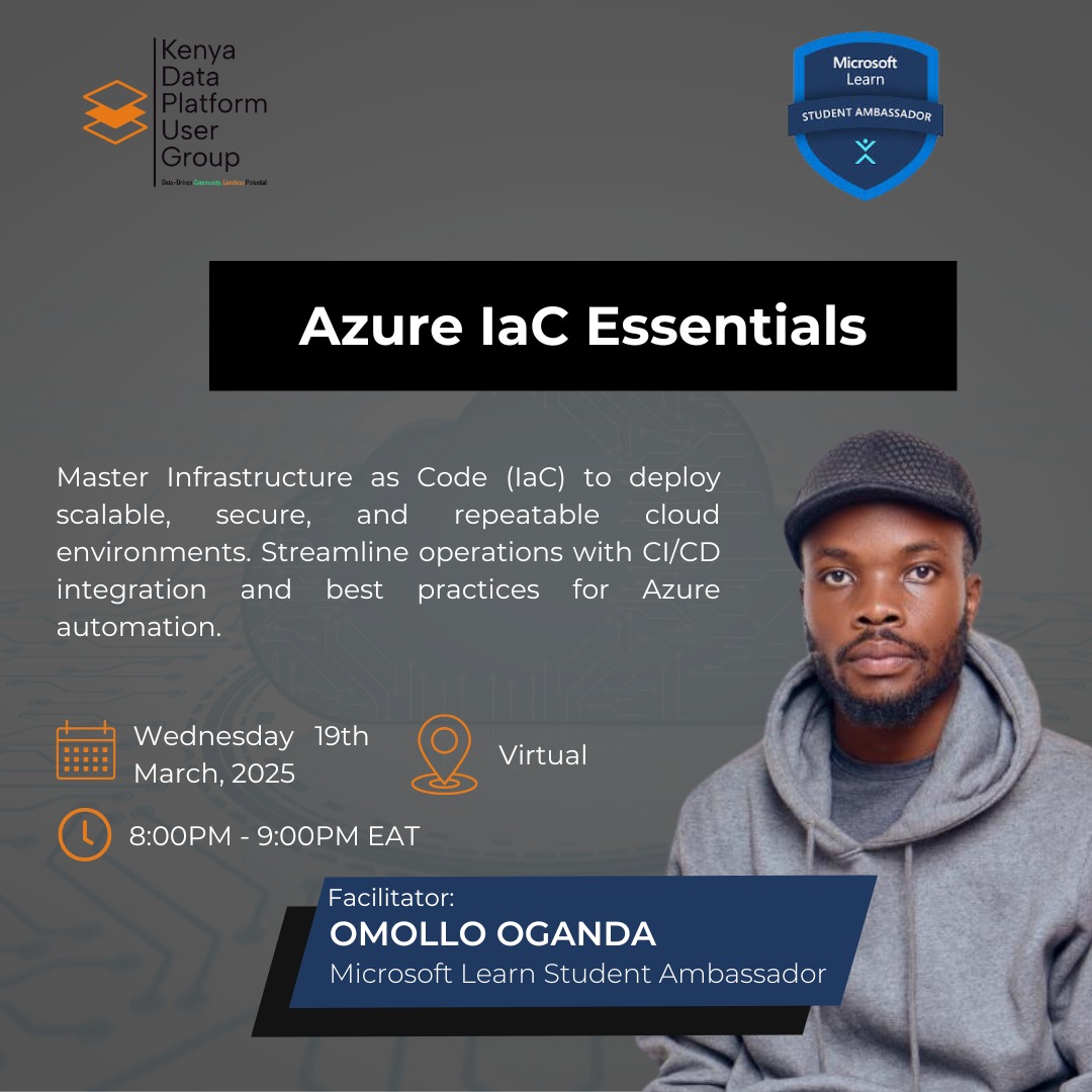 osego_baba's tweet image. Whether you&apos;re launching 1 server or 100, IaC makes it consistent, repeatable, and error-free. Your future self will thank you! 🚀 #AzureIaC #CloudAutomation
📅 Wednesday, March 19th, 2025 at 8PM
meetup.com/kenya-data-pla…