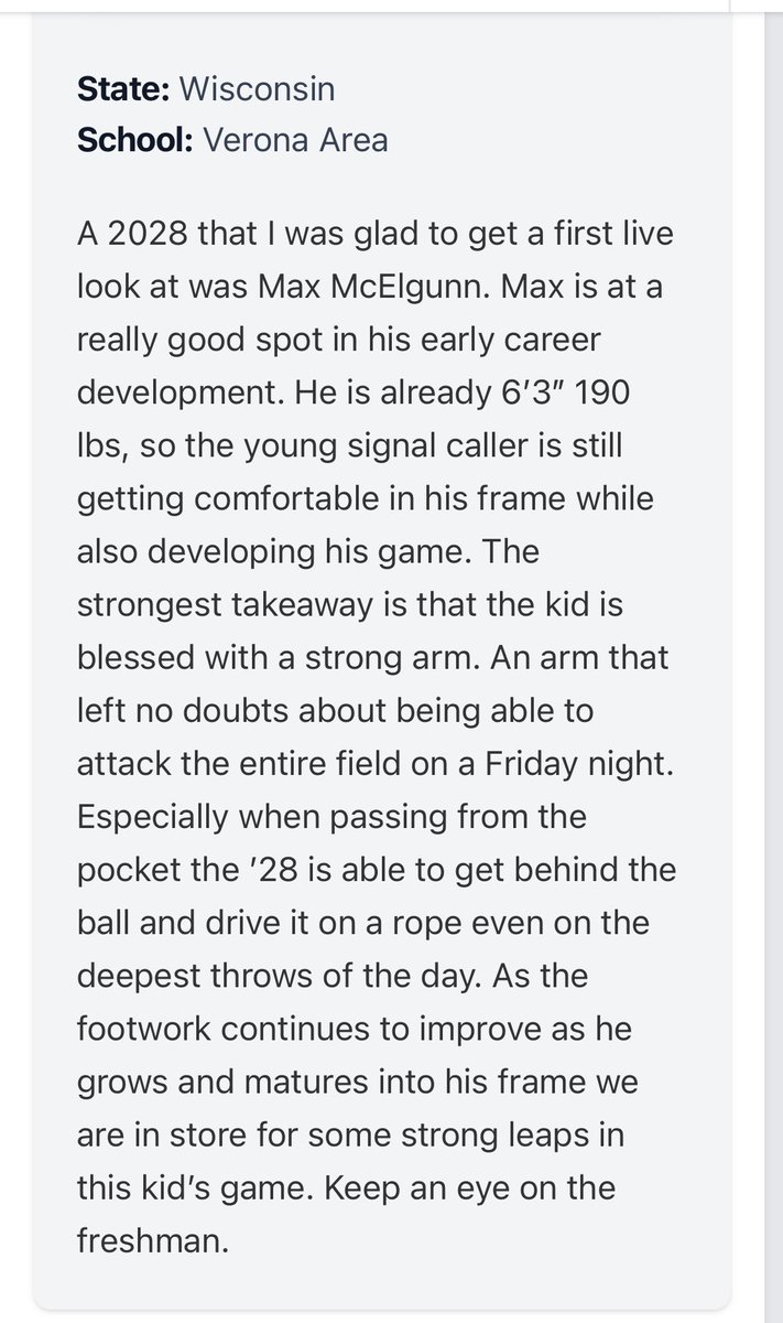 Thank you <a href="/MJ_NFLDraft/">Mark Johnson</a>  and <a href="/PrepRedzoneWI/">Prep Redzone Wisconsin</a> for the great write-up from this weekend’s Elite QB camp hosted by <a href="/UWOFootball/">UW-Oshkosh Football</a>. Looking forward to working with @B19Kamrath again this spring and summer to continue to develop my skills.

prepredzone.com/2025/03/oshkos…
