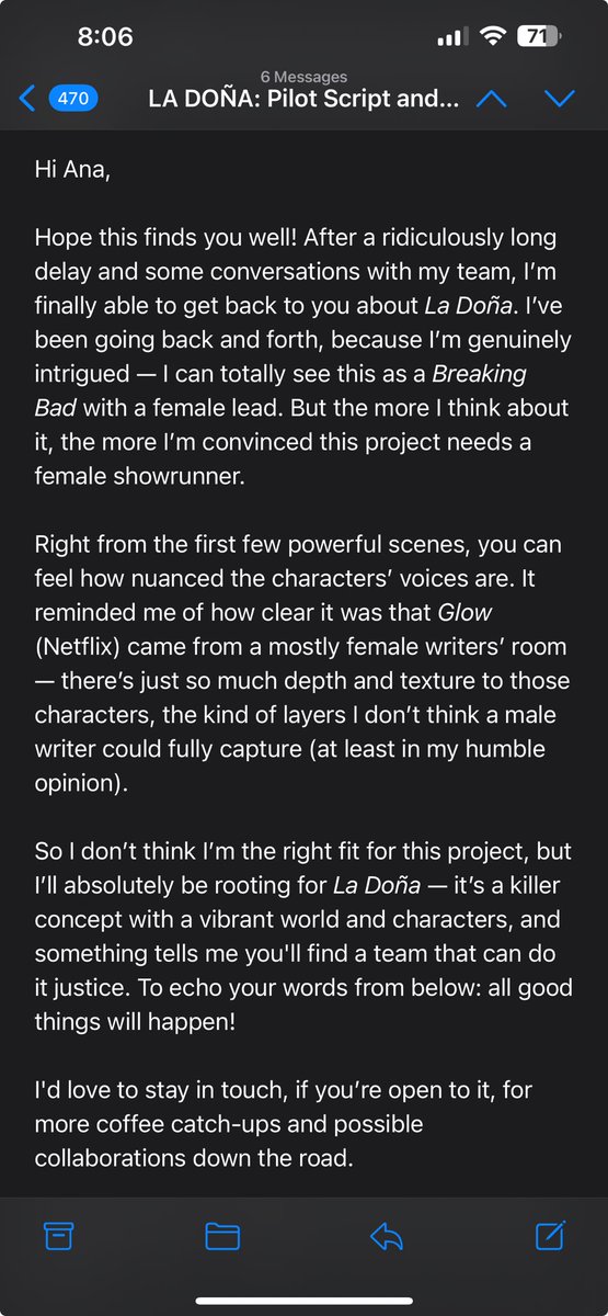 analydiamonaco's tweet image. I thought I had the perfect Showrunner for #ladoña … he gave me great feedback and the reason for… passing 😢
#screenwriting #writerdirector #tv #television #prestigedrama #screenwriter #wga #development