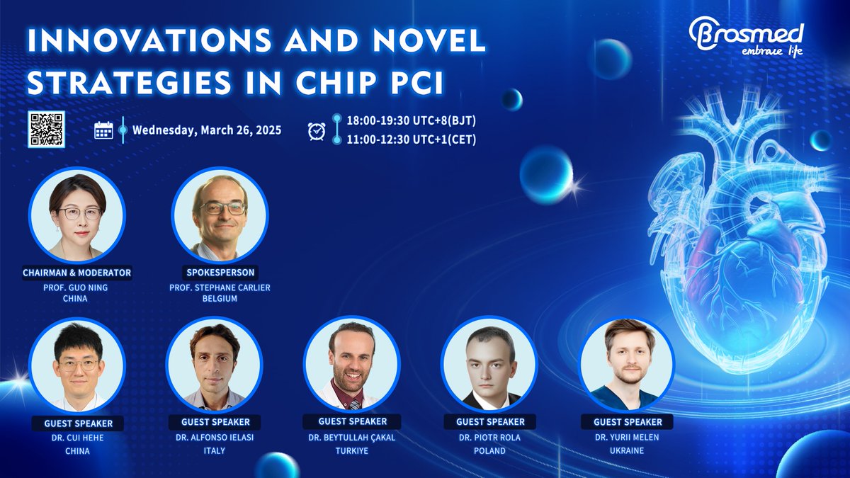 Excited to announce the expert faculty for our upcoming webinar!

Join us on March 26 as top interventional cardiologists from 6 countries share their insights on cutting-edge techniques and advanced strategies in complex PCI.

Don't miss this chance to learn from the best!