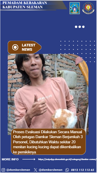 damkarsleman's tweet photo. Rabu, 19 Maret 2025 pukul 06.17 WIB  Mako Damkar Sleman mendapat laporan permintaan evakuasi Kucing masuk Sumur milik P. Sabar, yang beralamat di Ngebong, Margorejo, Tempel, Kab. Sleman. https://t.co/i7xMrOJltA