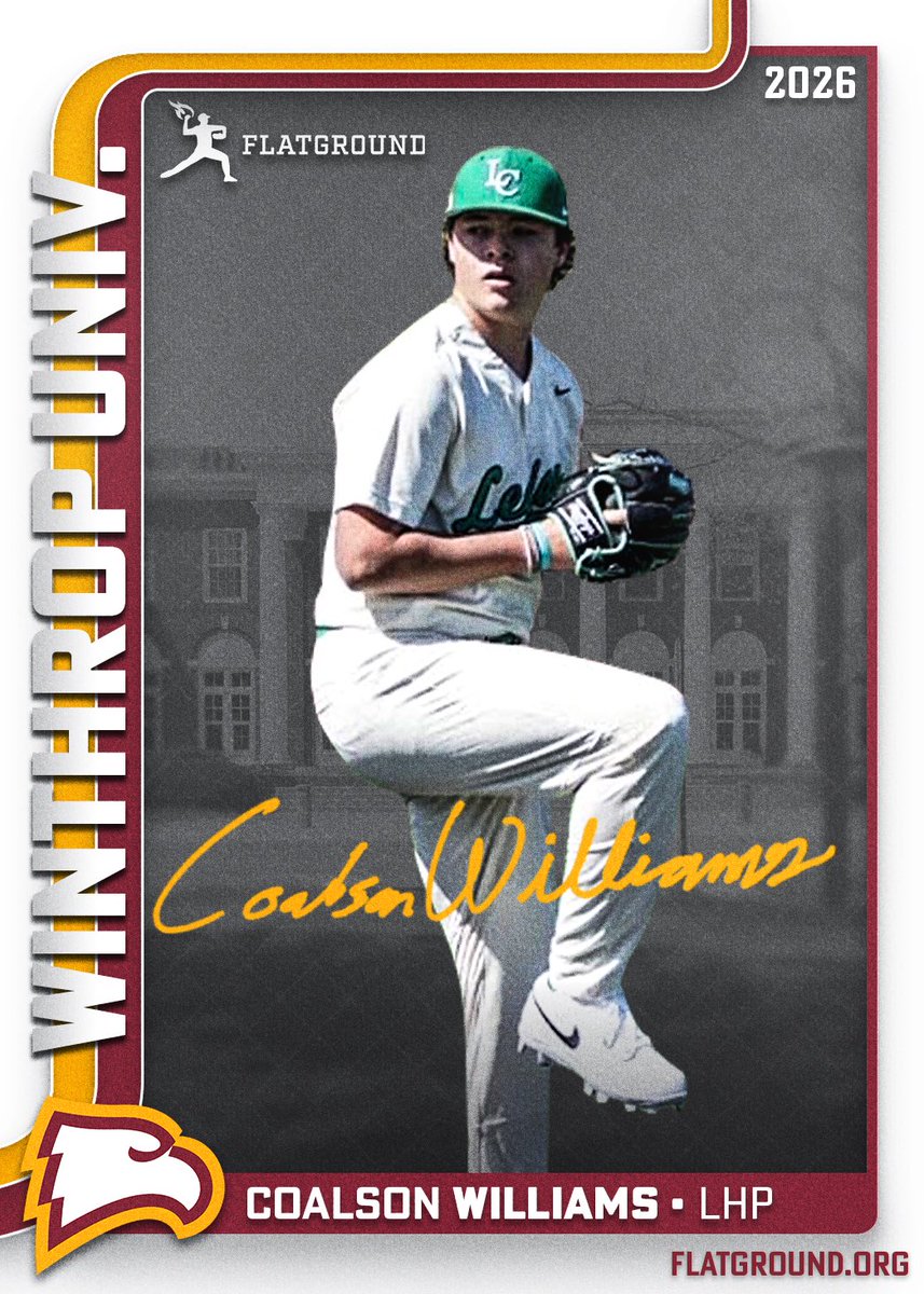 Josh Rudd (@jrudd_scout) on Twitter photo ✅ #COMMITTED ✅
CONGRATS to 2026 <a href="/Coalwill2008/">Coalson Williams</a> on his commitment to <a href="/WinthropBSB/">Winthrop Baseball</a>! The 6'1/185 lbs LHP works his fastball into the upper 80s, complimented by a plus mid-70s changeup and 72-74 slider. Huge upside and great pickup for the Eagles. <a href="/FlatgroundApp/">FLATGROUND Pitching</a> ✅ #COMMITTED ✅
CONGRATS to 2026 <a href="/Coalwill2008/">Coalson Williams</a> on his commitment to <a href="/WinthropBSB/">Winthrop Baseball</a>! The 6'1/185 lbs LHP works his fastball into the upper 80s, complimented by a plus mid-70s changeup and 72-74 slider. Huge upside and great pickup for the Eagles. <a href="/FlatgroundApp/">FLATGROUND Pitching</a>