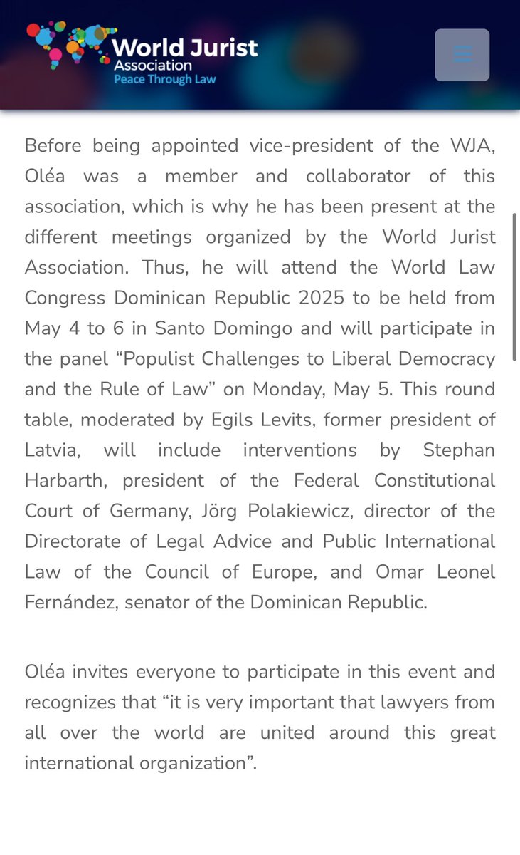 Un honor el que la World Jurist Association, me haya designado como su vicepresidente. Ahora a nivel global seguiremos impulsando el imperio de la ley, la independencia judicial y la subsistencia y libertad en el ejercicio de la abogacía.