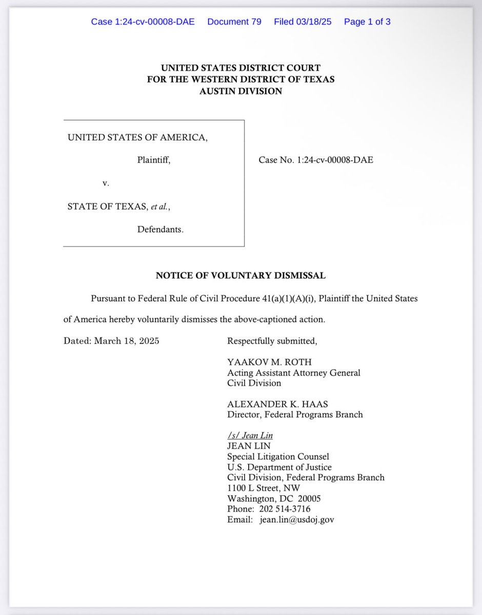 Aarón Torres (@aarontorres_) on Twitter photo BREAKING: The DOJ has dropped the lawsuit against Texas over Senate Bill 4, court records show
SB 4 was a sweeping immigration law signed by Gov. <a href="/GregAbbott_TX/">Greg Abbott</a> in Dec. 2023, allowing state & local police to arrest undocumented migrants
DOJ sued Texas under Biden
#txlege BREAKING: The DOJ has dropped the lawsuit against Texas over Senate Bill 4, court records show
SB 4 was a sweeping immigration law signed by Gov. <a href="/GregAbbott_TX/">Greg Abbott</a> in Dec. 2023, allowing state & local police to arrest undocumented migrants
DOJ sued Texas under Biden
#txlege