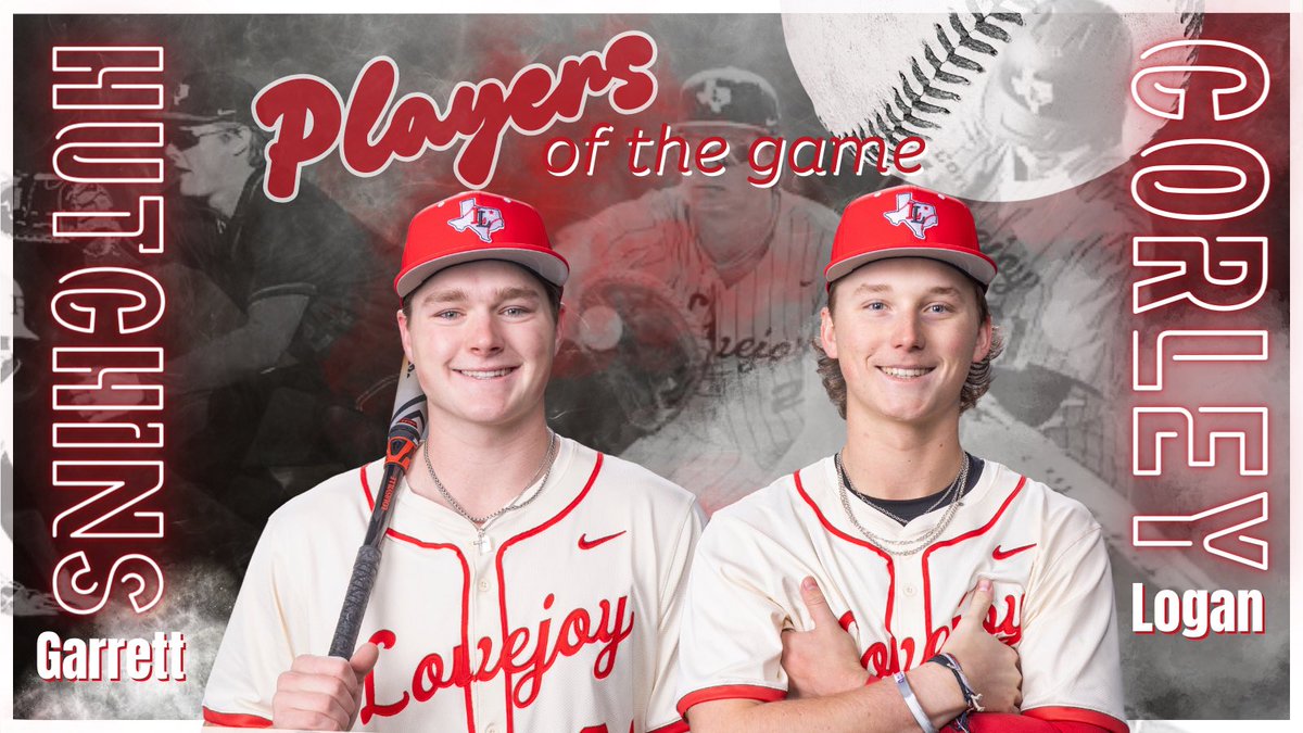 Lovejoy Leopards Diamond Baseball Booster Club (@lldiamondclub) on Twitter photo 🔥Players of the Game - Garrett and Logan!🔥Combined 9 RBIs on the night! <a href="/GARRETTH2025/">Garrett Hutchins</a> 3-3, 2HRs, 4RBIs, <a href="/LoganCorley21/">Logan Corley</a> 2-4, HR, 5RBIs. Let’s go! 🔥Players of the Game - Garrett and Logan!🔥Combined 9 RBIs on the night! <a href="/GARRETTH2025/">Garrett Hutchins</a> 3-3, 2HRs, 4RBIs, <a href="/LoganCorley21/">Logan Corley</a> 2-4, HR, 5RBIs. Let’s go!