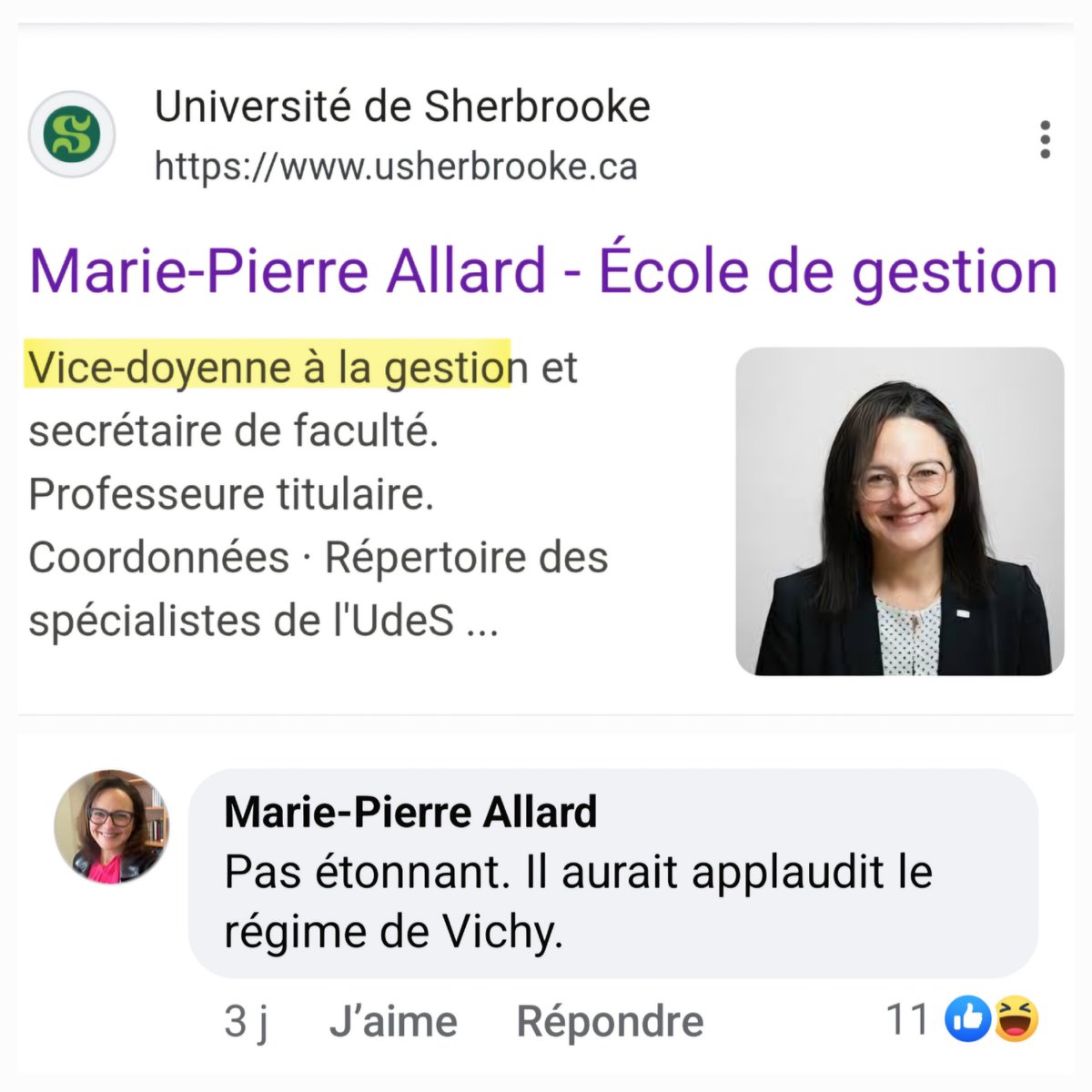 101Quebec's tweet image. Mathieu Bock-Côté se fait calomnier par Marie-Pierre Allard, vice-doyenne à la Faculté de gestion de l&apos;université de Sherbrooke. 

Quand on dit que le milieu universitaire est GANGRENÉ par des exaltés, en voilà une preuve!
