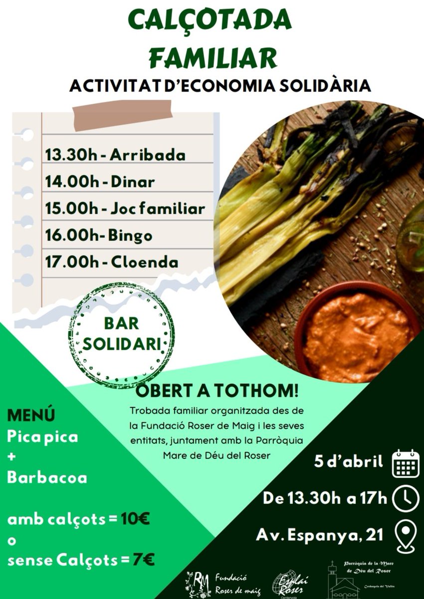 Calçotada familiar!!!! 🍽️🍽️
Ja us podeu apuntar 😉😉!!