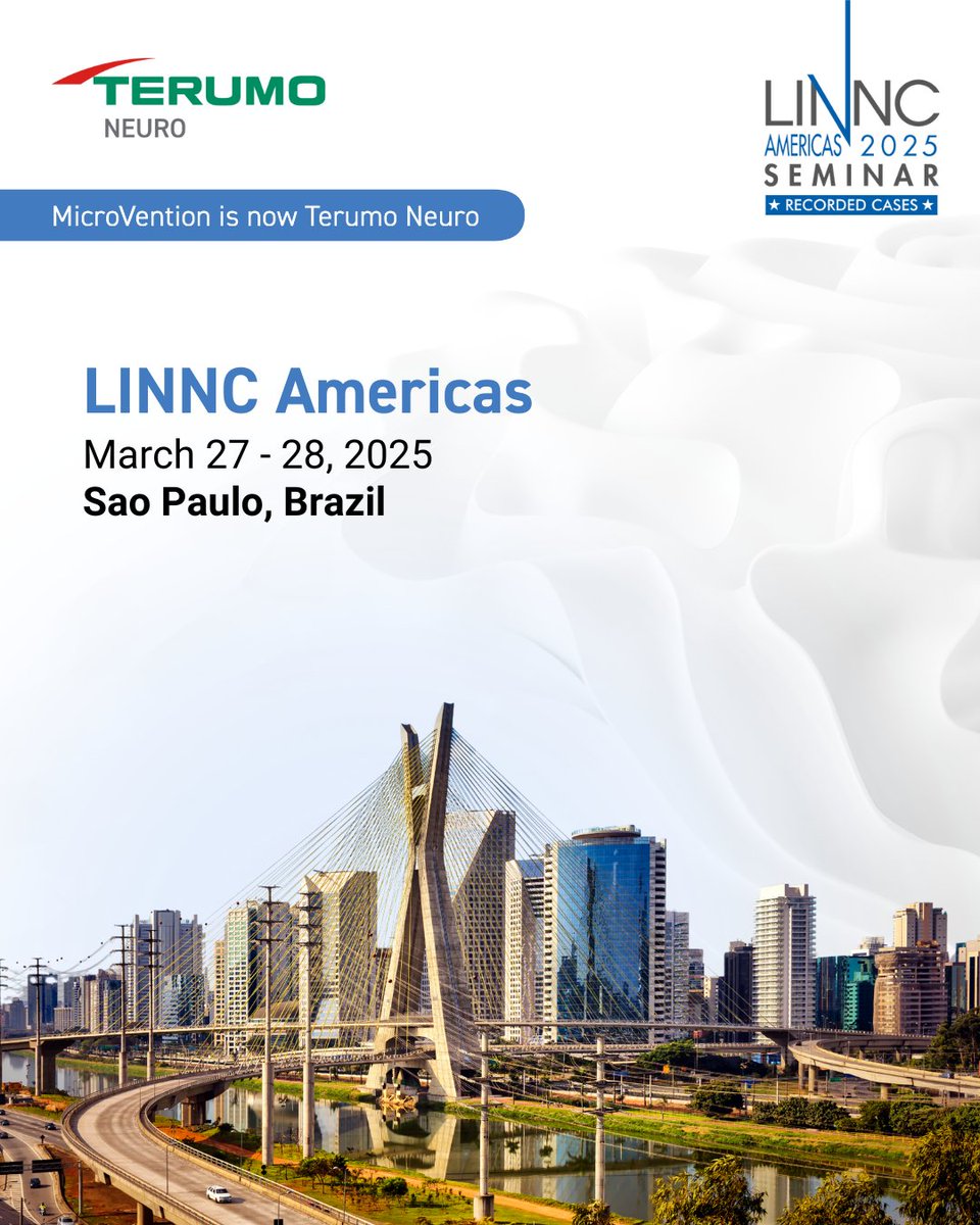Terumo Neuro (@terumoneuro) on Twitter photo We're proud to be a platinum sponsor of LINNC Americas in Sao Paulo, Brazil next week! Visit table 3 for information on our innovative ischemic and hemorrhagic stroke products. Look forward to seeing you there!
<a href="/LINNConline/">LINNC online 🧠</a> #LINNCAmericas #TerumoNeuro #neurointervention We're proud to be a platinum sponsor of LINNC Americas in Sao Paulo, Brazil next week! Visit table 3 for information on our innovative ischemic and hemorrhagic stroke products. Look forward to seeing you there!
<a href="/LINNConline/">LINNC online 🧠</a> #LINNCAmericas #TerumoNeuro #neurointervention