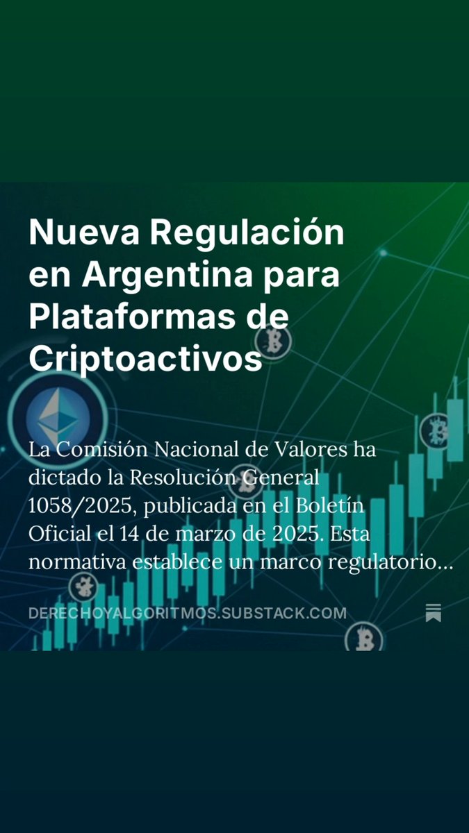 algoritmos_der's tweet image. Nueva Regulación en Argentina para Plataformas de Criptoactivos ⚖️
La @CNVArgentina estableció un marco regulatorio integral para Proveedores de Servicios de Activos Virtuales mediante la Resolución General 1058/2025.
✅ Creación de un Registro obligatorio para operadores 
✅…
