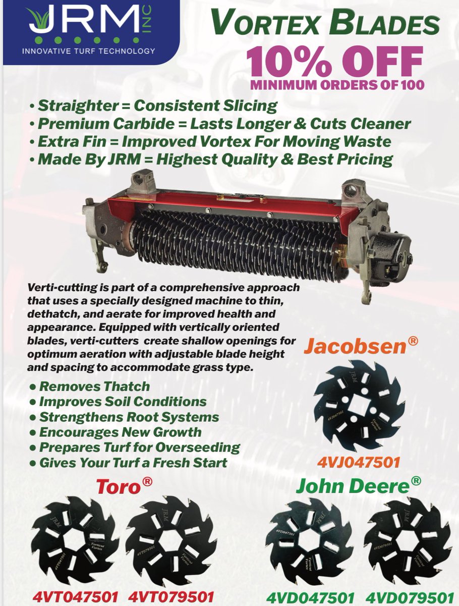 Now’s a great time to stock up on our great verti-cutting blades.