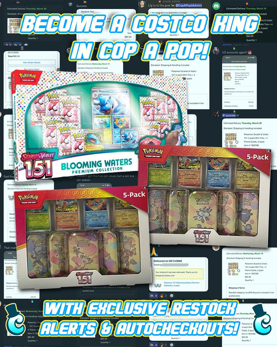 No need to camp out when you have Cop A Pop! Members have been FEASTING on Pokemon 151 Restocks at Costco with our Exclusive Restock Notifications and Autocheckouts! 💥 

Text RESTOCK to 844-570-1189 to receive a reminder of our upcoming Cop A Pop Pro Membership Restock THIS