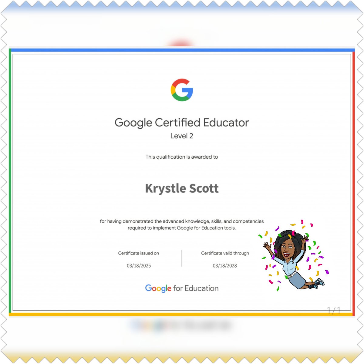Krystle Scott, Ed.S. (@apsitkrystle) on Twitter photo Guess who just completed their Google Level 2 certification! ๐๐๐ Feeling accomplished and ready to take on new challenges. ๐ช๐พ #GoogleEducator #Level2Certified #ContinuousLearning #GrowthMindset <a href="/GoogleForEdu/">Google for Education</a> <a href="/APSInstructTech/">APS IT Department</a> <a href="/apsitnatasha/">Dr. Natasha Rachell</a> Guess who just completed their Google Level 2 certification! ๐๐๐ Feeling accomplished and ready to take on new challenges. ๐ช๐พ #GoogleEducator #Level2Certified #ContinuousLearning #GrowthMindset <a href="/GoogleForEdu/">Google for Education</a> <a href="/APSInstructTech/">APS IT Department</a> <a href="/apsitnatasha/">Dr. Natasha Rachell</a>