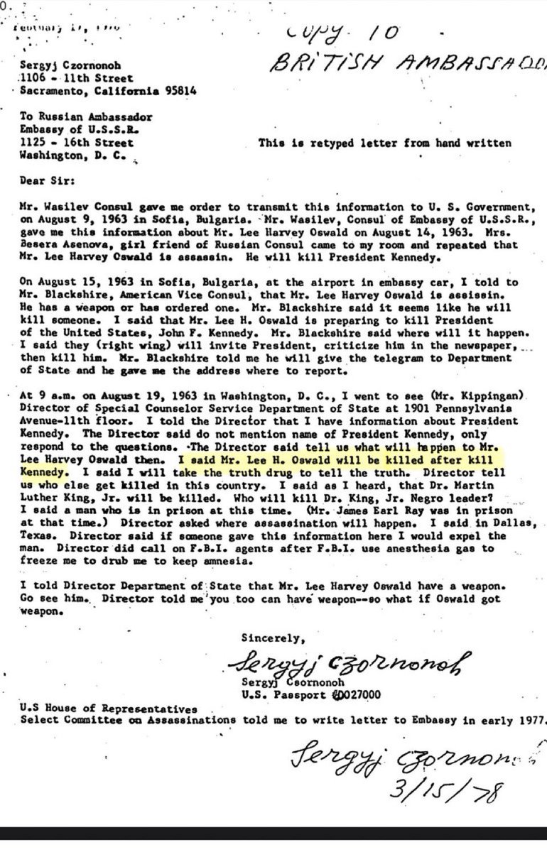 YETABOi's tweet photo. @disclosetv This guy Sergy knew Oswald would be killed after killing Kennedy and that MLK would also be killed. He knew Kennedy would be killed in Dallas as well https://t.co/eutVka7yBP