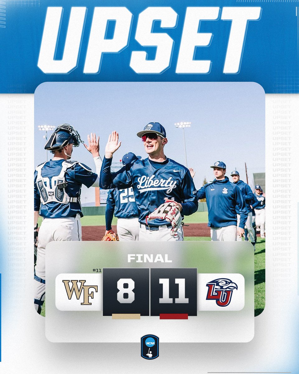 FLAMES GET IT DONE 🔥

<a href="/LibertyBaseball/">Liberty Baseball</a> upsets No. 11 Wake Forest!

#NCAABaseball