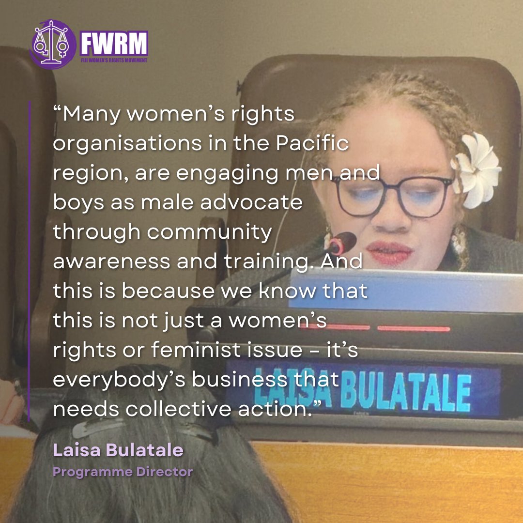 Programme Director, Laisa Bulatale spoke at the UN Women side event at #CSW69 happening in New York this week.

Details here: facebook.com/share/p/18tFv4… 

#womeninleadership #allyship