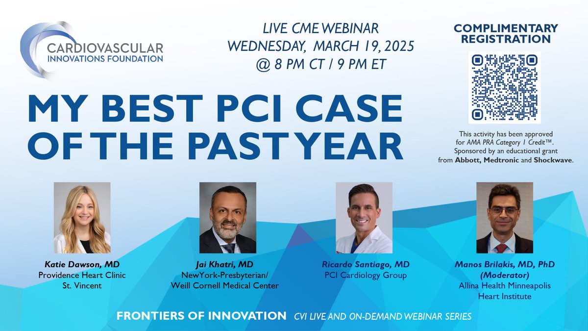 Tomorrow night @ 9 pm! My Best PCI Case of the Past Year #webinar Complimentary registration required. us02web.zoom.us/webinar/regist…
#cme #cardiology #cardiologist #PCI #Cardiotwitter