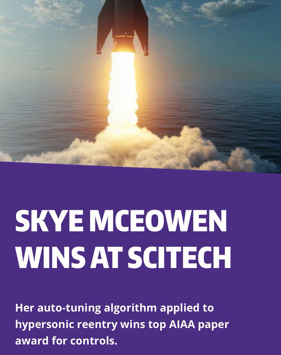 Skye (@skyemceowen) on Twitter photo Exciting time to be in trajectory optimization research! Honored to be recognized by @AIAA and <a href="/UWaeroastro/">UW Aero & Astro</a>. The PhD has been a wild ride—so much left to explore, and I’m excited for our next papers. Graduation feels too soon!
aa.washington.edu/news/article/2… Exciting time to be in trajectory optimization research! Honored to be recognized by @AIAA and <a href="/UWaeroastro/">UW Aero & Astro</a>. The PhD has been a wild ride—so much left to explore, and I’m excited for our next papers. Graduation feels too soon!
aa.washington.edu/news/article/2…