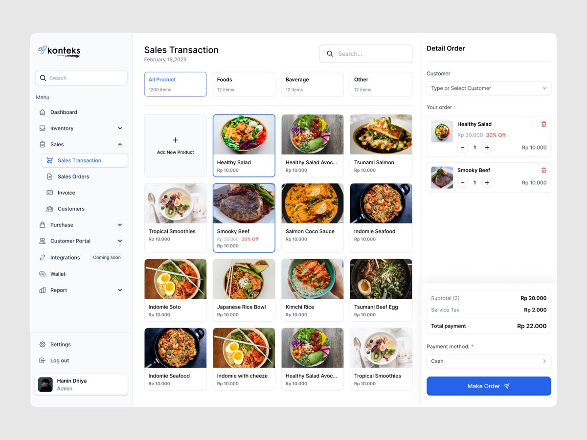 pixaradesign's tweet photo. Sales Transaction POS Page 🍔 https://t.co/gADxhs2tMv
