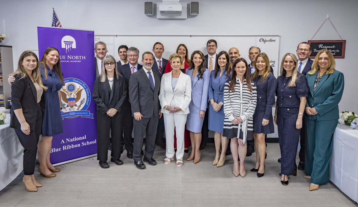 FIUPresident's tweet photo. It was an honor to tour True North Classical Academy with U.S. Secretary of Education Linda McMahon and discuss higher education.

@FIU provides our students an education that is high quality, affordable, and insists on academic rigor and excellence.

As a result, FIU is proud to be ranked a top 20 university in the country for return on investment. That means our students are graduating and starting their careers sooner, incurring less debt, and earning more for their degree.

Thank you for your work, Secretary @EDSecMcMahon!