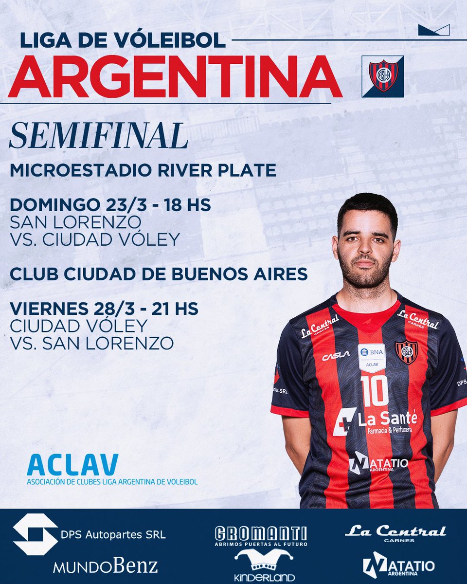 CASLAMatadores's tweet photo. 👊 ¡TODOS JUNTOS! 

Este fin de semana comienza la semifinal para los #Matadores y vos, ¡tenés que estar! 

📅Domingo 23/3 a las 18:00Hs.
🏐#SanLorenzo 🆚 Ciudad Vóley
🏟️Microestadio River Plate 

📅Viernes 28/3 a las 21:00Hs.
🏐Ciudad Voley 🆚 #SanLorenzo
🏟️Club Ciudad. https://t.co/5lafPc6NQ8