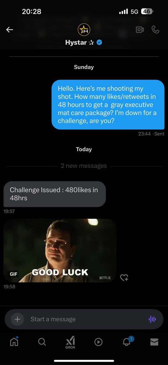 Good Evening!

I have a challenge on my plate and I need your help. 

<a href="/Hystar_GG/">Hystar ✰</a> has challenged me to 480 likes on this post in the next 48 hours for a care package. 

All the likes and retweets would be greatly appreciated!