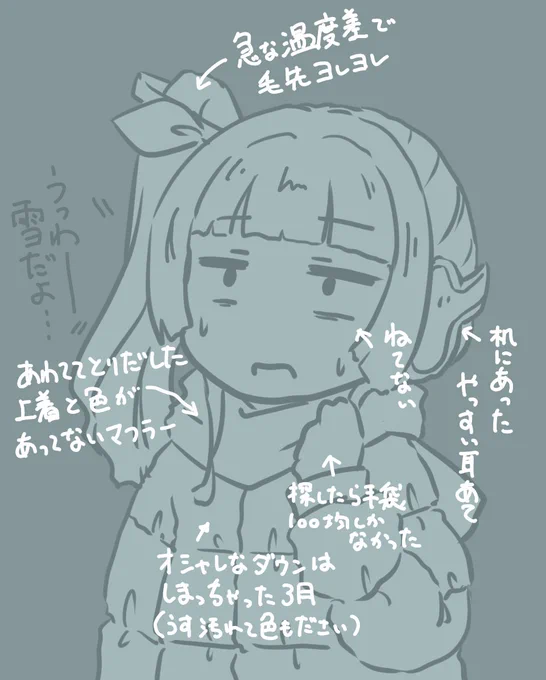三月に雪降るとこうなりがち
(もちろん今日も)
#セオリごと 