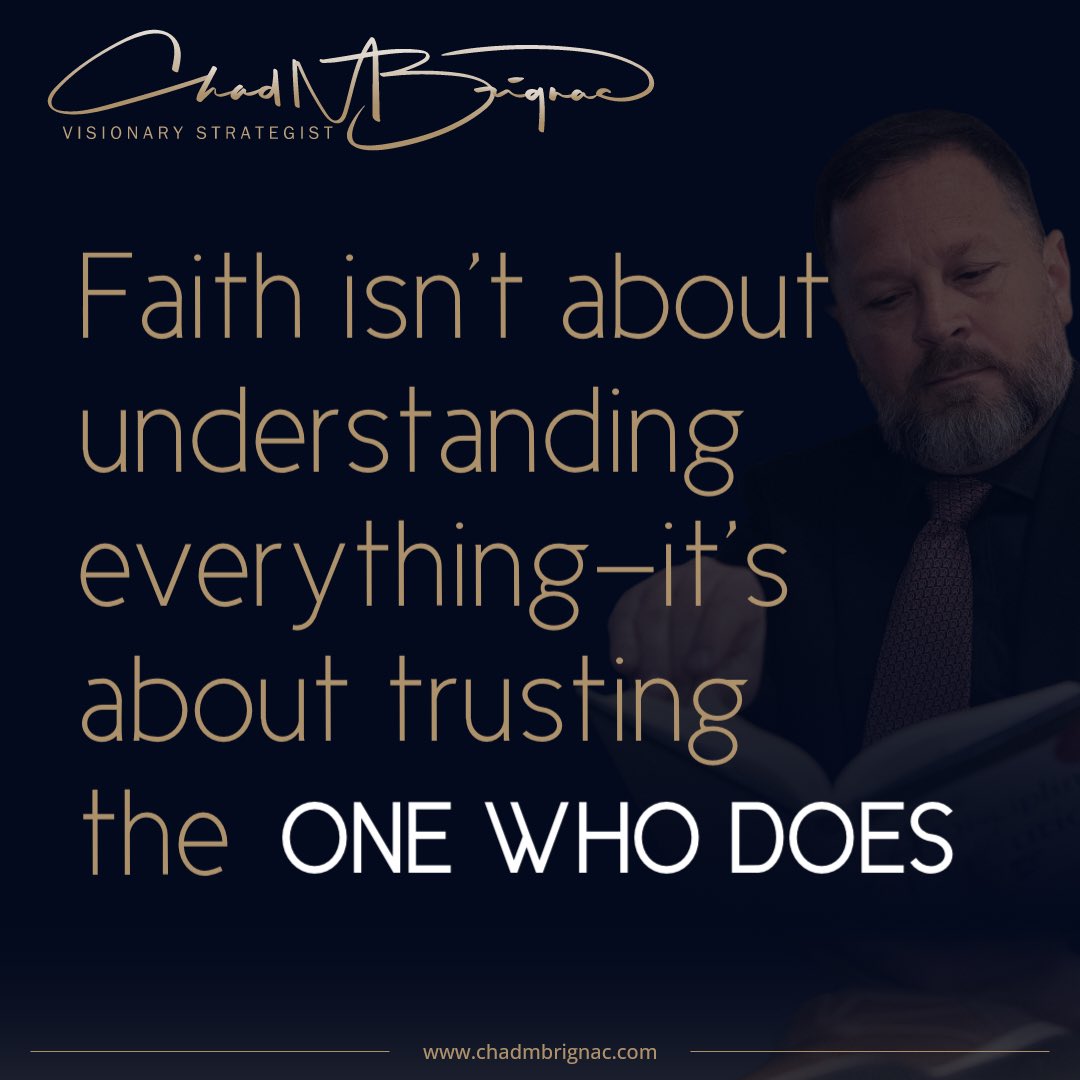 ChadMBrignac's tweet photo. Faith isnβt about understanding everythingβitβs about trusting the One who does.
#FaithOverUnderstanding #TrustInGod #WalkByFaith #FaithNotSight #GodKnowsBest #TrustTheOneWhoKnows #FaithJourney #chamdbrignac https://t.co/tRoRgWeZIm