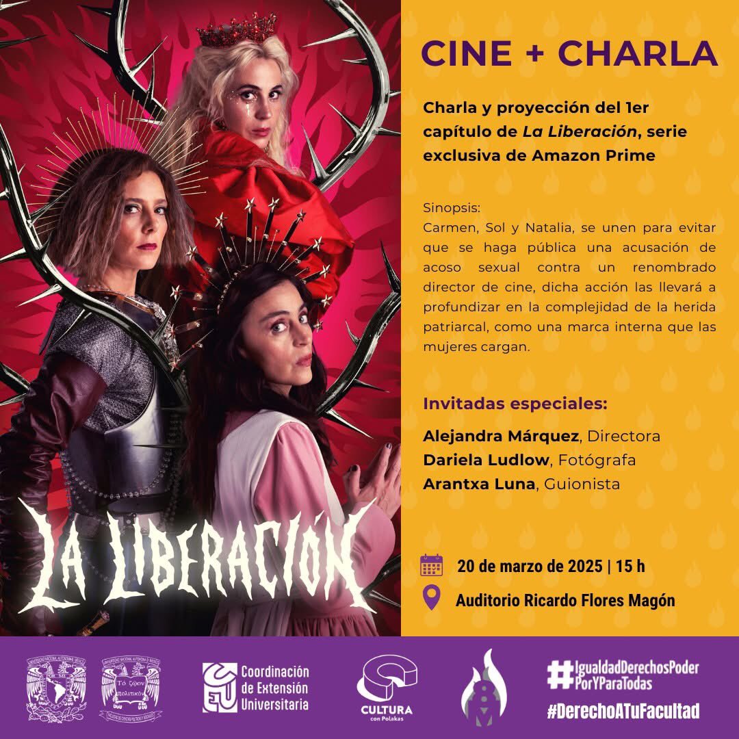 #NoTeLoPierdas🎥🎬| Te invitamos a la proyección del primer capítulo de «La Liberación».

📅 20 de marzo | 15 hrs
📍 Auditorio Ricardo Flores Magón

#DerechoATuFacultad #CulturaConPolakas #cultura #UNAM #FCPyS #IgualdadDerechosPoderPorYParaTodas