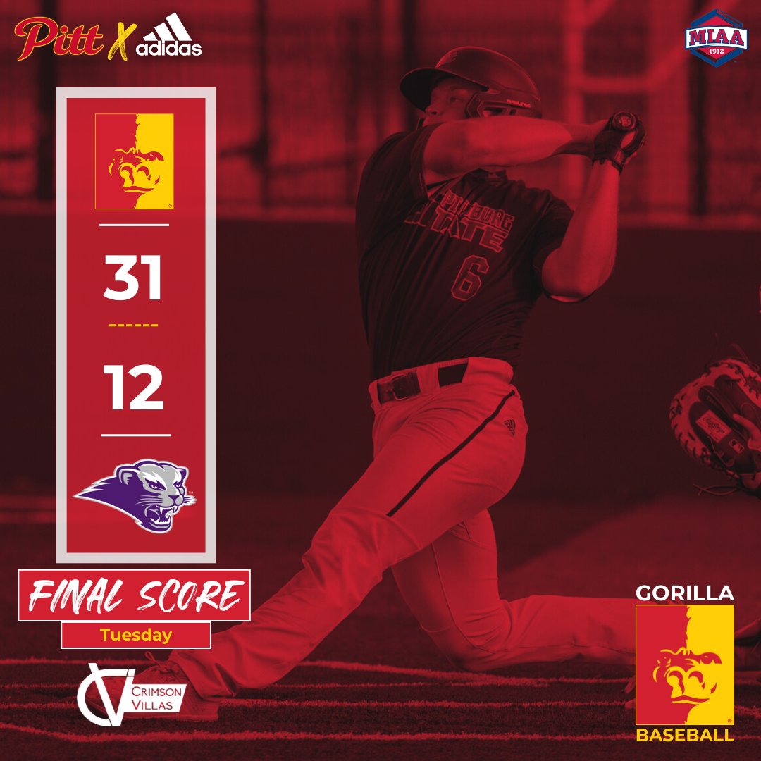 Pitt State Athletics ๐ฆ (@pittstgorillas) on Twitter photo NOT A TYPO.
Gorilla Baseball scores 31 RUNS Tuesday night in a non-conference win over Southwest Baptist ๐ฆโพ๏ธ
Dagen Brewer: 4-5, 2 HR, 9 RBI
<a href="/GorillasBSB/">Pitt State Baseball โพ๏ธ</a>|<a href="/pittstate/">Pittsburg State</a> NOT A TYPO.
Gorilla Baseball scores 31 RUNS Tuesday night in a non-conference win over Southwest Baptist ๐ฆโพ๏ธ
Dagen Brewer: 4-5, 2 HR, 9 RBI
<a href="/GorillasBSB/">Pitt State Baseball โพ๏ธ</a>|<a href="/pittstate/">Pittsburg State</a>