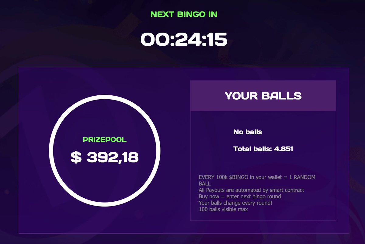 Who is going to get the winning ball for the first prize money? 🏆👀

Hold $BINGO and play for free (100k $BINGO = 1 Ball)

Bingotoken.fun