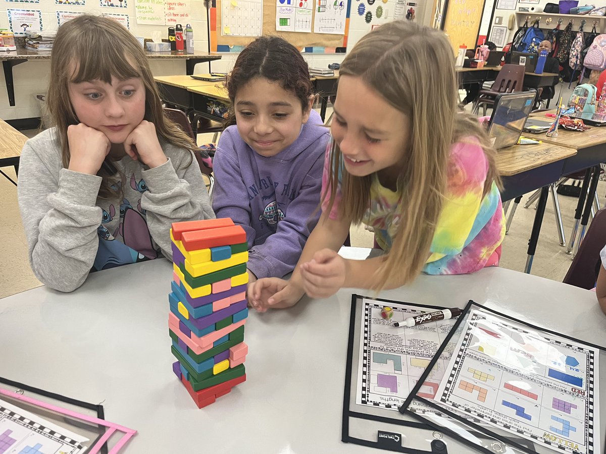 MrsFauldsRm217's tweet photo. Math + Fun = Math Jenga! 🎲📐 My students worked together to solve area and perimeter problems while playing Jenga. They built knowledge and a tower... but it eventually came crashing down! 😅 @ClarkCreekSTEM @CherokeeSchools https://t.co/M4VcUa0sVy