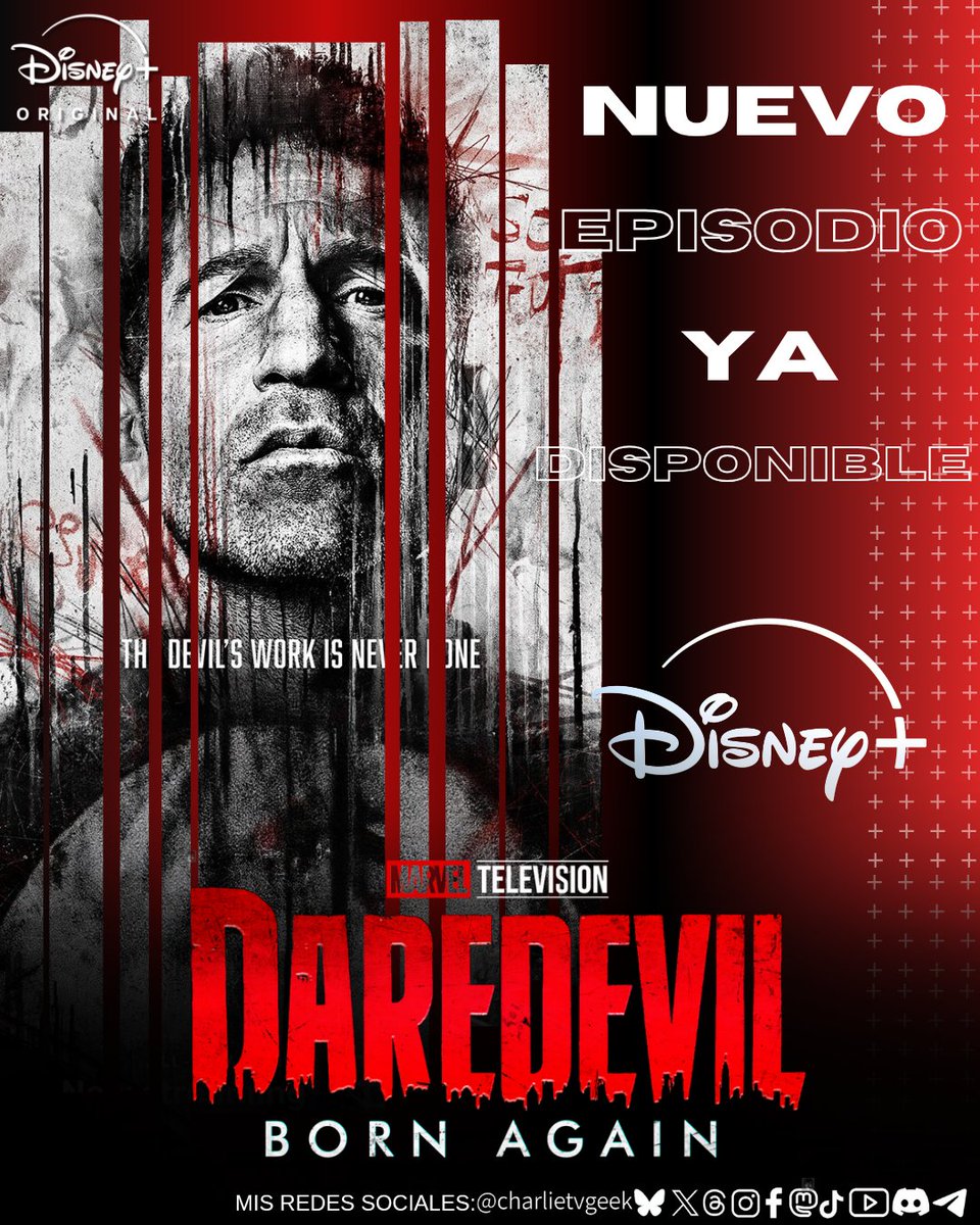 charlietvgeek's tweet photo. #BreakingNews 

#ESTRENO: El diablo de Hell's Kittchen está de regreso!
#DaredevilBornAgain episodio 4 "Sic semper systema" ya disponible en #DisneyPlus!

#MarvelTelevision
#DisneyPlusLA #DisneyPlusES https://t.co/bTcgIOe5lq