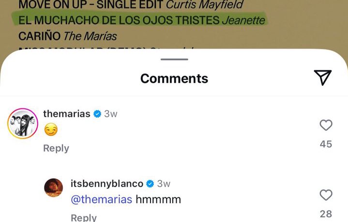 SGchartupdate's tweet photo. 🚨 Benny Blanco seems to tease that Selena Gomez's upcoming song "Ojos Tristes" samples the iconic "El Muchacho de los Ojos Tristes" by Jeanette. https://t.co/kZ1aU5JfFE